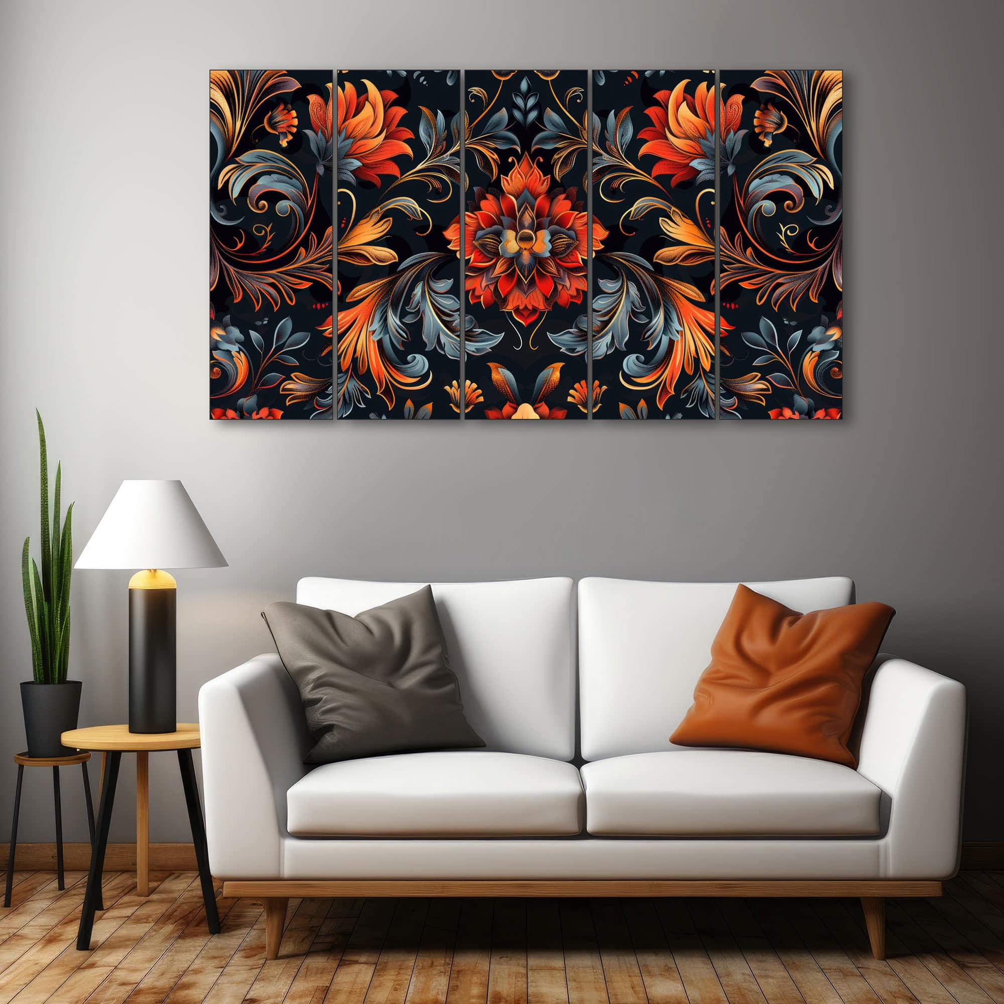 The Castle Decor Flower Wall Painting Wooden Framed 27x48 Inch (Style 3) - The Castle Decor