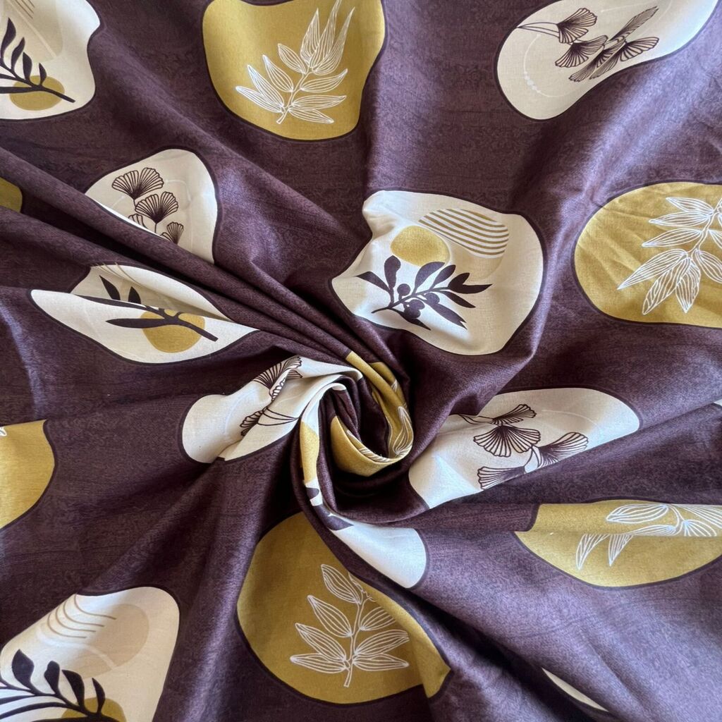 Maroon Floral 400 TC Cotton Flat Super King Size Bedsheet With 2 Pilllow Covers From Threads