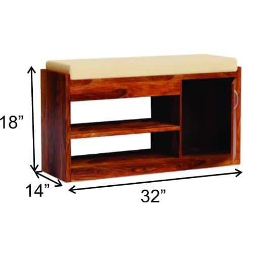 Zenith Solid Wood Shoe Rack in Teak Finish