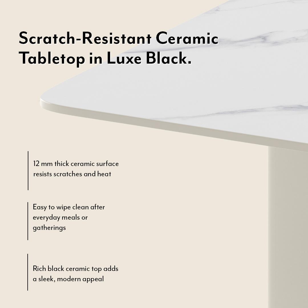 Rosen 6 Seater Ceramic Dining Table White And Cream Finish