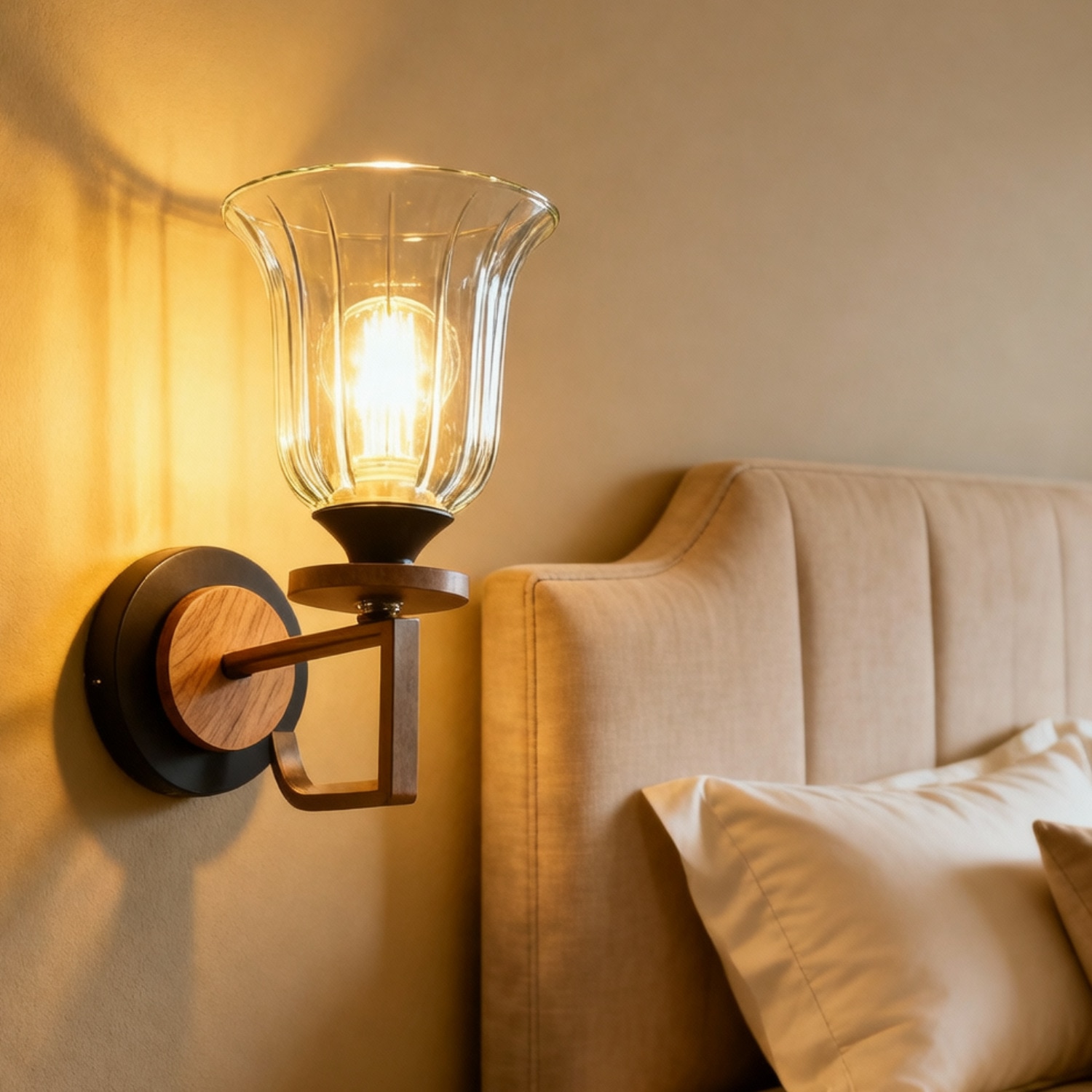 Eliante Modern Wall Lights Mild Steel & Glass Material Antique Brown & Champaign Finish - Eliante