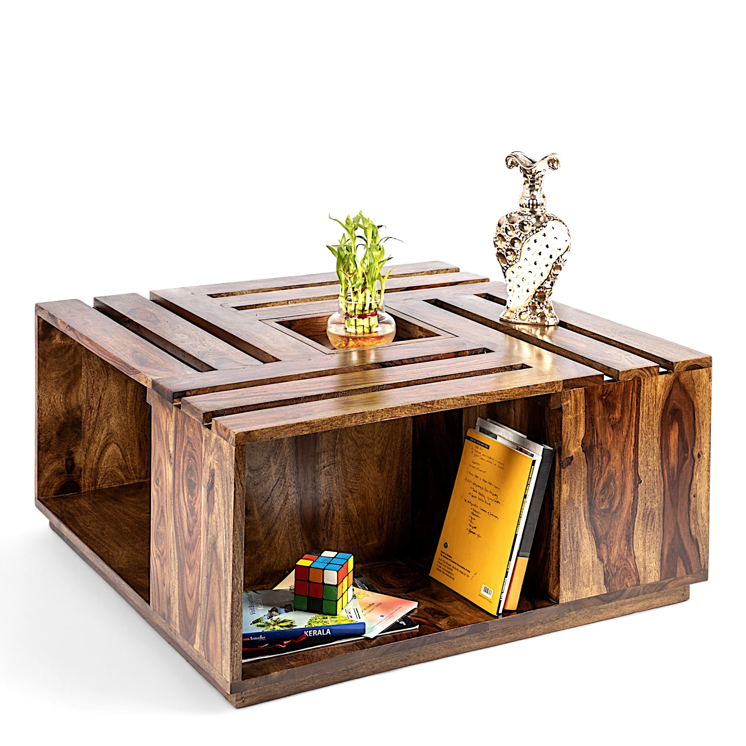 Milan Sheesham Wood Coffee Table In Teak Finish