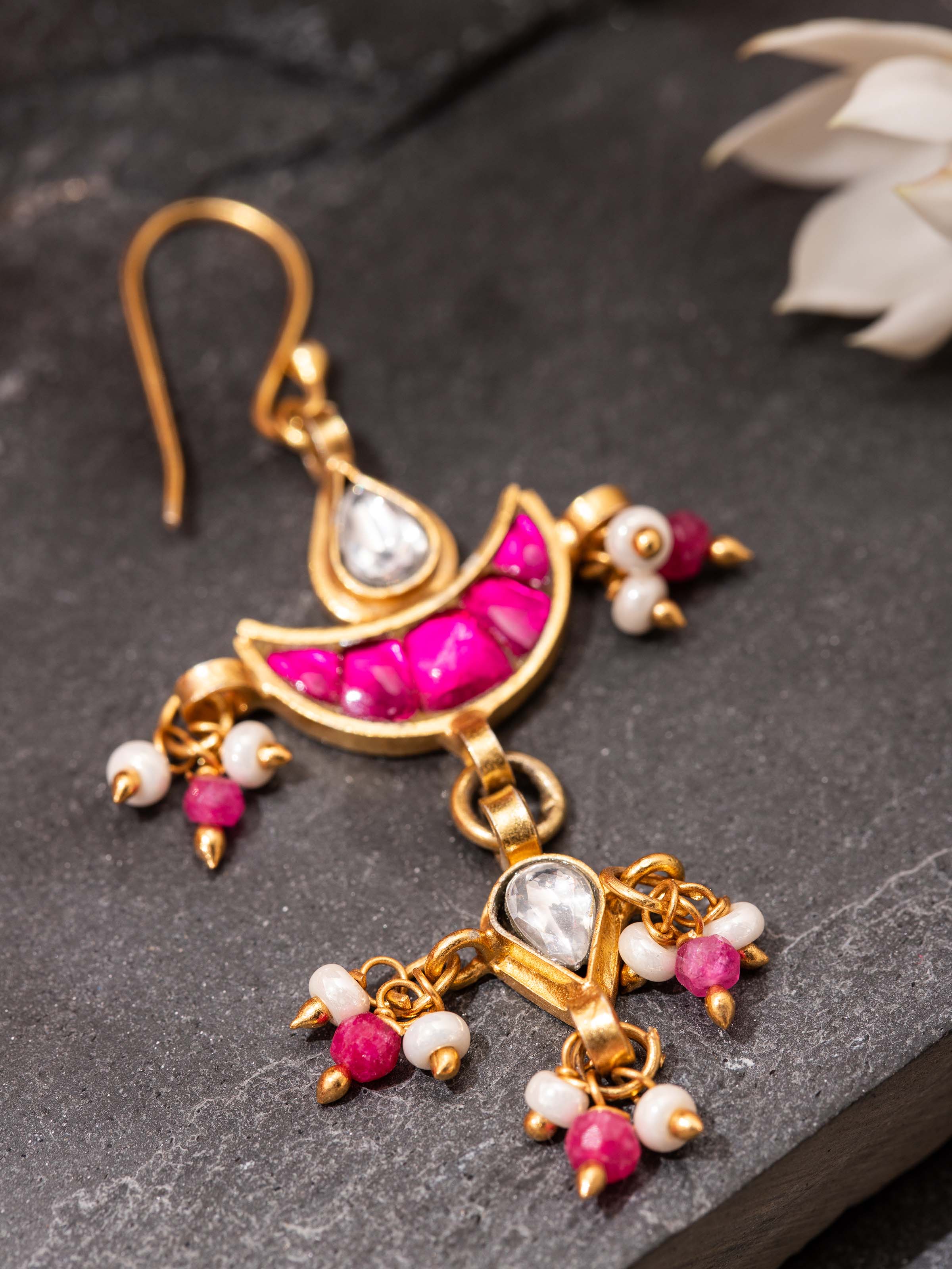 Detail shot of Silver Smithing Drop Earrings