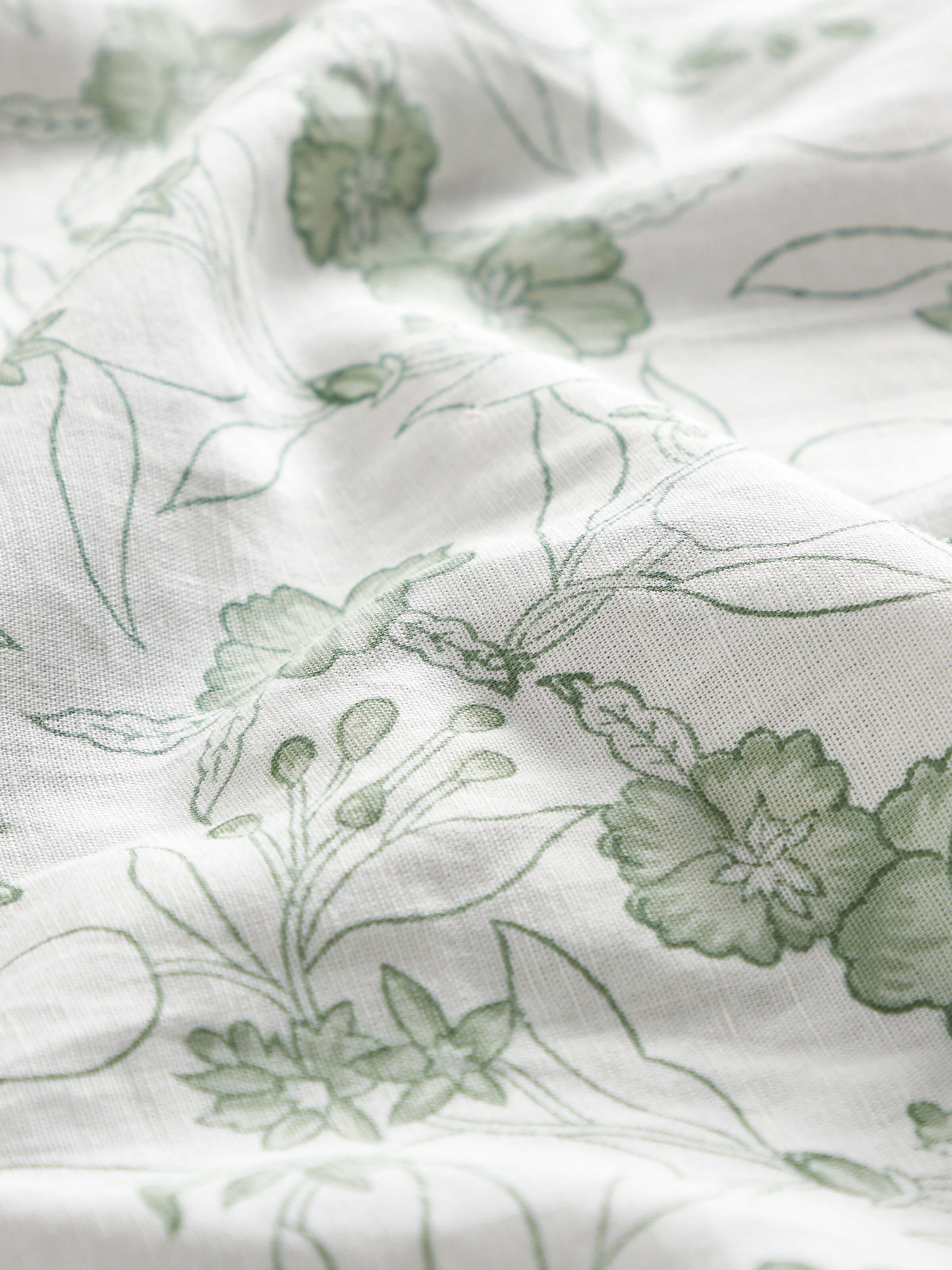 Close-up highlighting the intricate floral prints and fabric weave