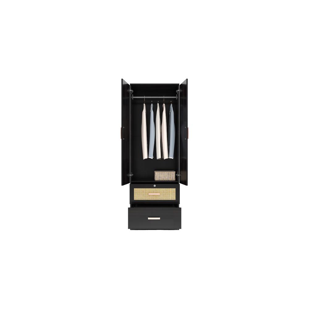 Ren 2 Door Wardrobe with Rattan Drawer