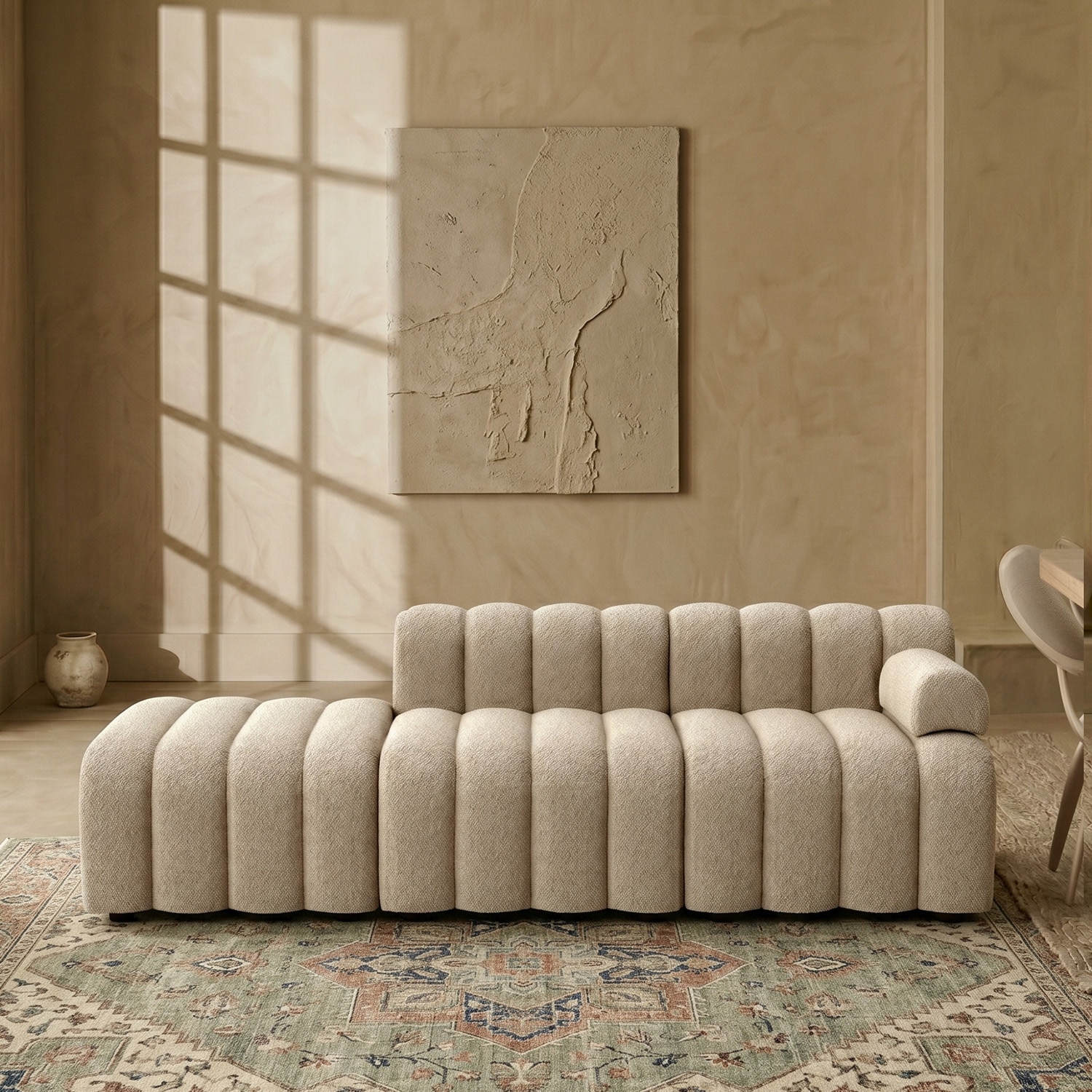 Chiccomfort Wood 3 Seater With Upholstery Non Storage Sofa In White Colour - Nestroots