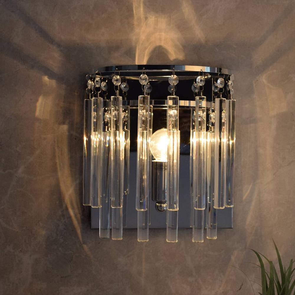 Silver Orchid Taylor Silver Single-light Crystal Wall Light