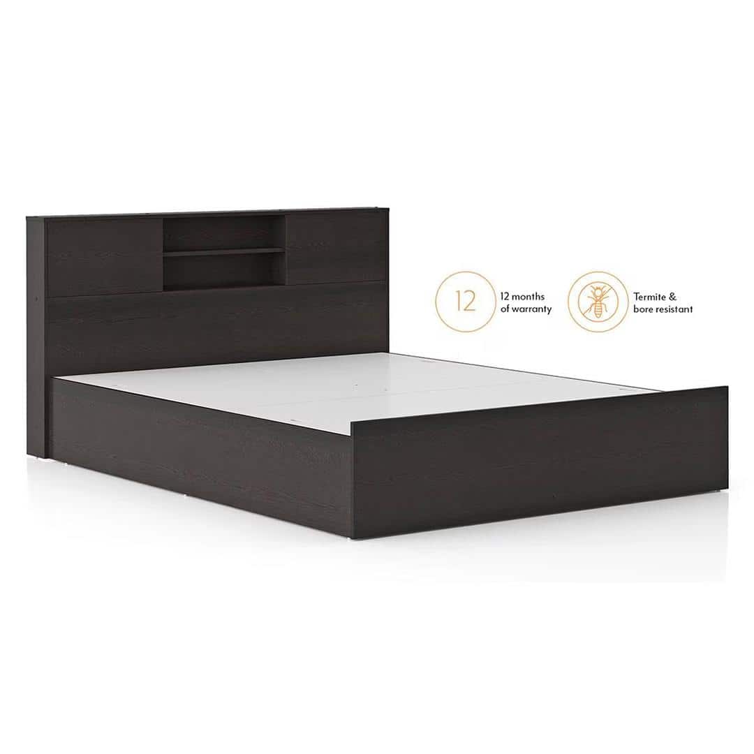 Amy Engineered Wood Queen Size Box Storage Bed In Dark Wenge Finish