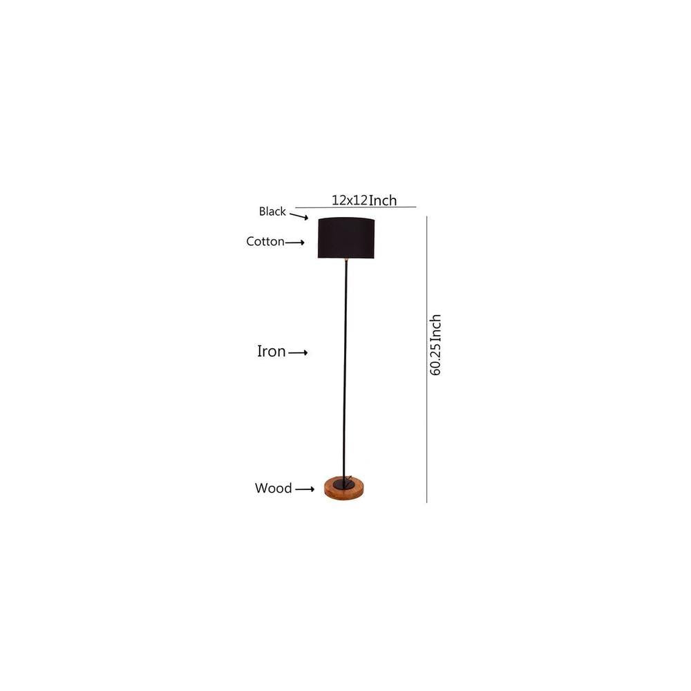 Emme Black Cotton Shade Floor Lamp