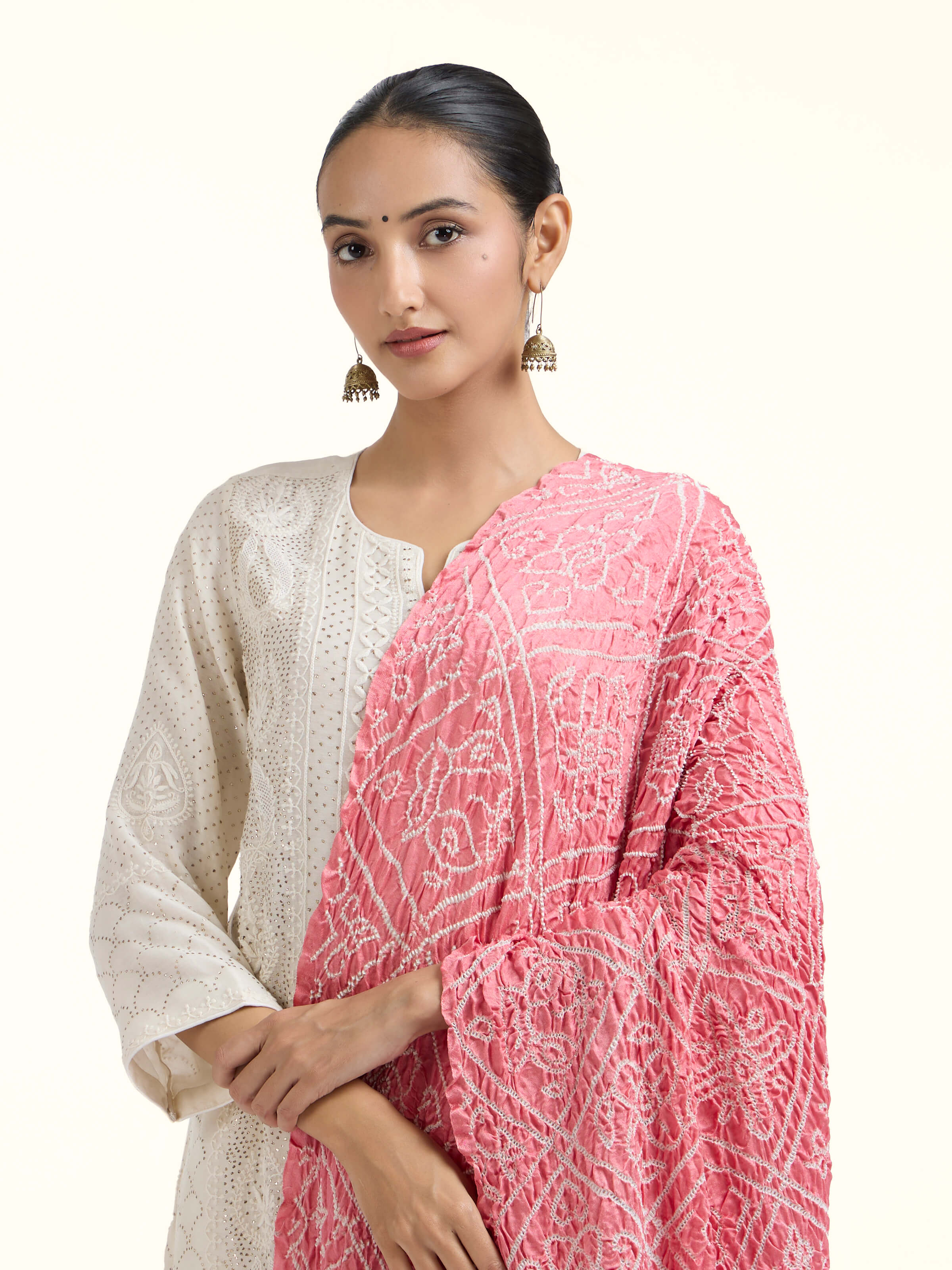 Pink Bandhani Tie & Dye Dupatta