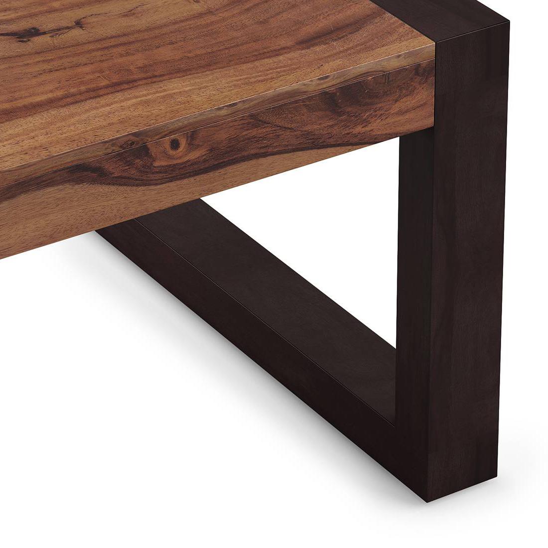 Altura Rectangular Solid Wood Coffee Table In Two Tone Finish