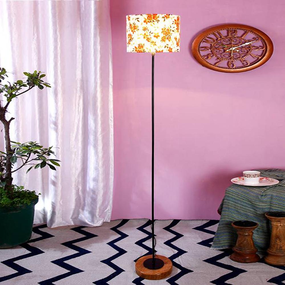 Evangeline Multicolour Cotton Shade Floor Lamp