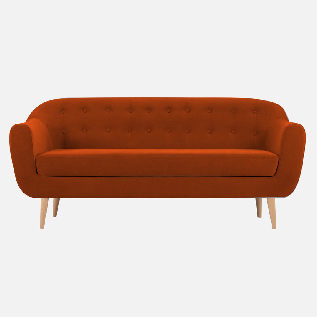 Colam Velvet 3 Seater Sofa in Orange Colour