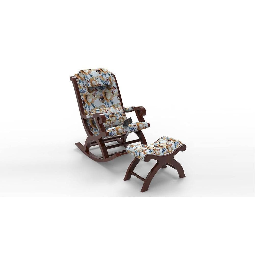 Colley Solid Wood Rocking Chair in Beige printed Colour