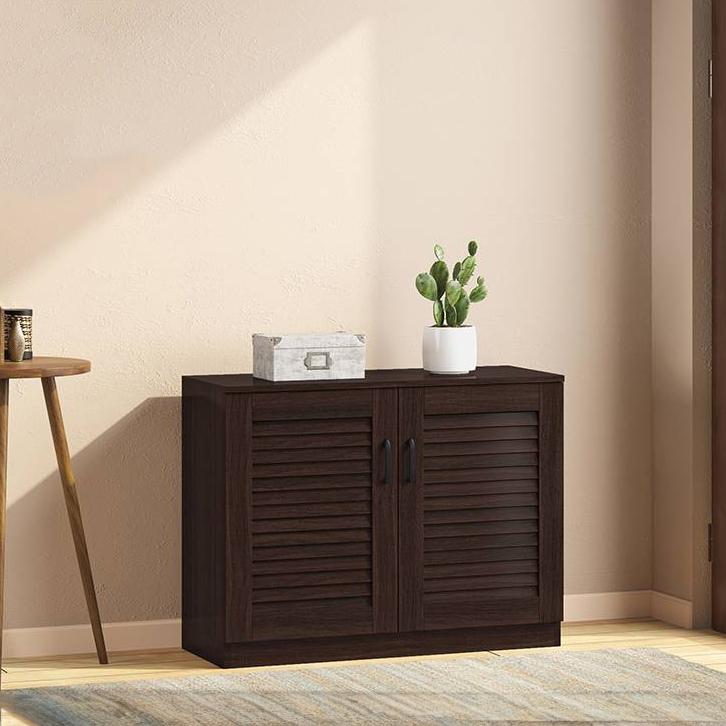 Bennis 12 Pair Shoe Rack in Dark Walnut Finish