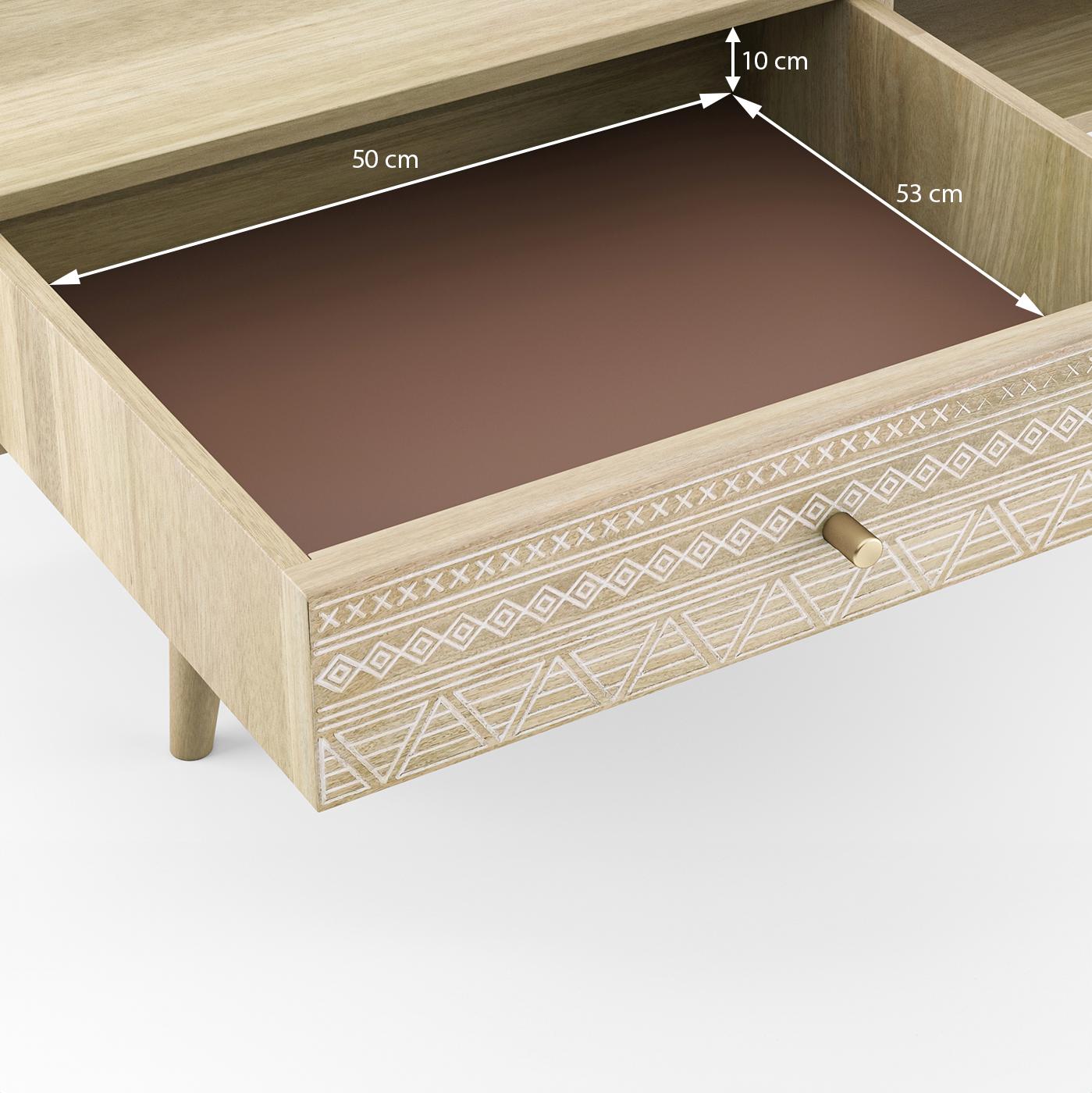 Ivara Rectangular Solid Wood Coffee Table In Natural Finish