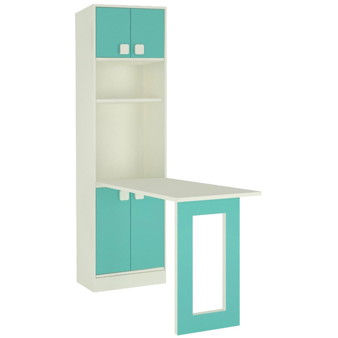 Royale Kids Folding Study Desk cum Bookshelf in Misty Turquoise Colour
