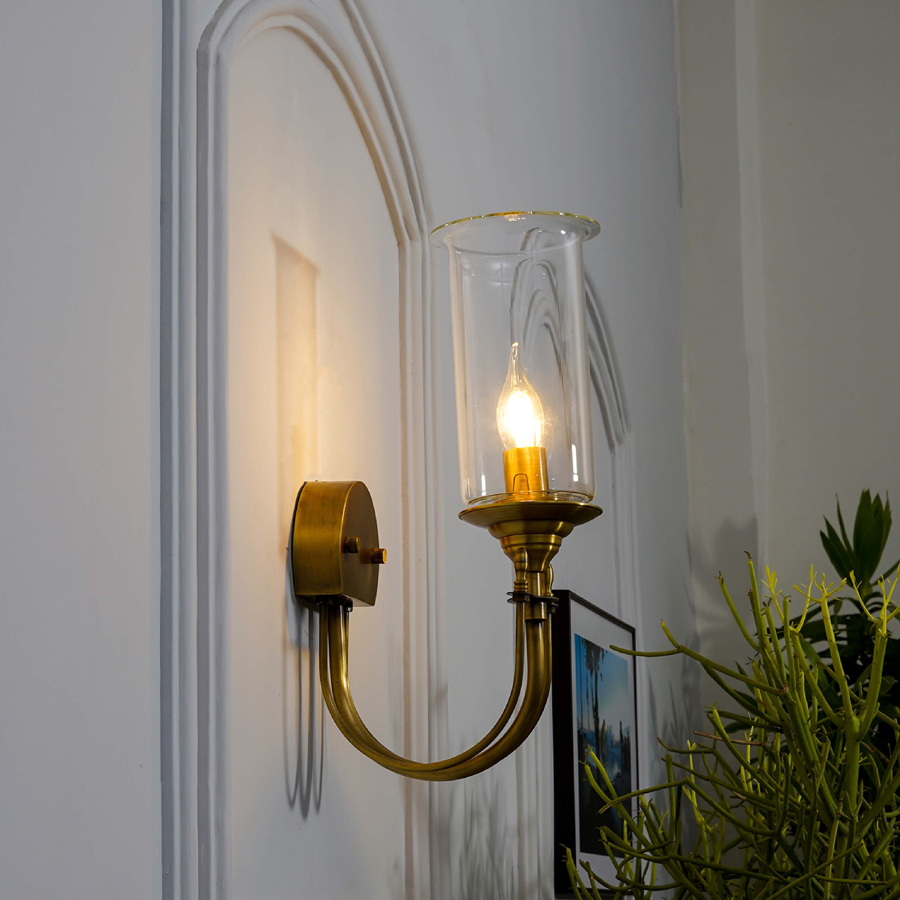 Stella Clear Glass and Gold Metal Wall Light