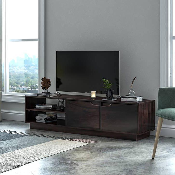 Zephyr Solid Wood TV Unit in Mahogany Finish
