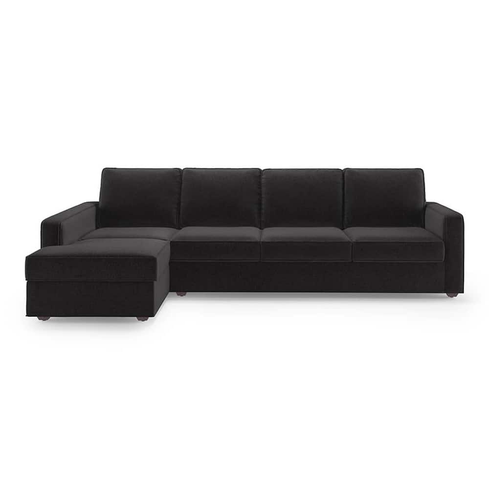 Apollo Compact Sofa (Colour : Pebble Grey, Cushion : Hard, Back Type : Regular, Seating Capacity : Left Aligned 3 Seater + Left Aligned Chaise + Ottoman) - Urban Ladder