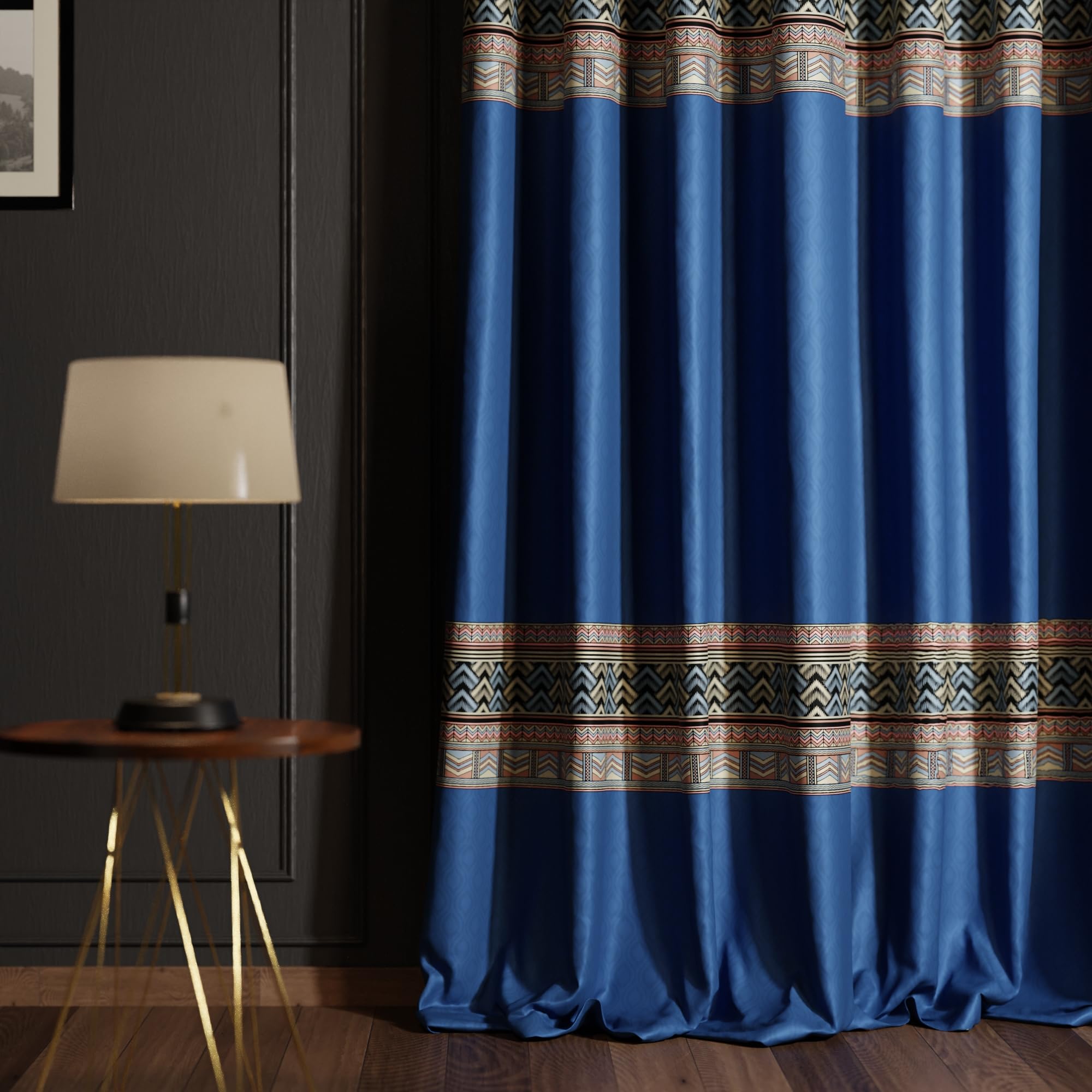 Stoa Paris Satin Window Curtain, 70% Blackout Curtains,   Privacy Lining, Pack of 1, Versailles - Celestial Blue with Back Lining - Stoa Paris