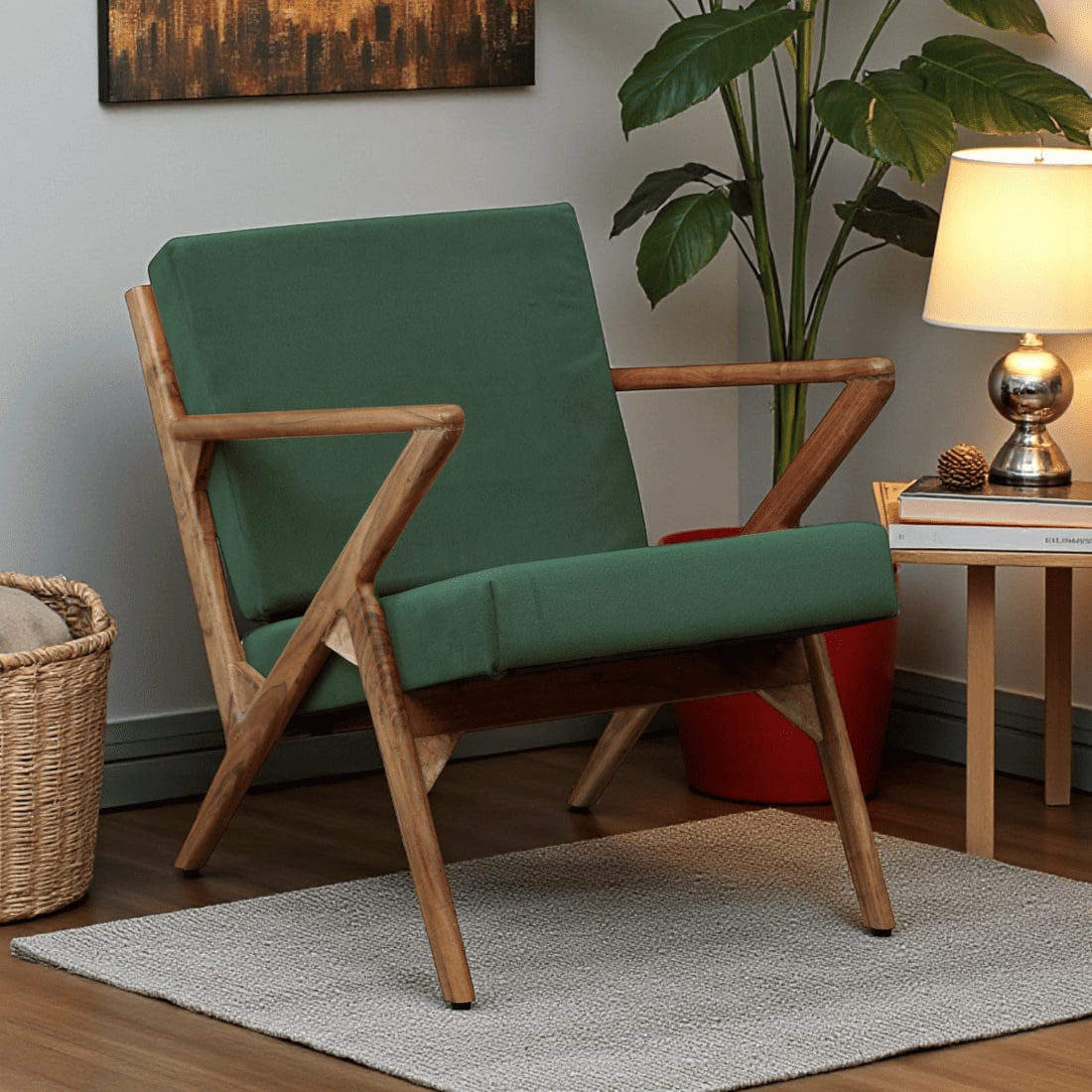 Zesta Green Fabric Accent Chair