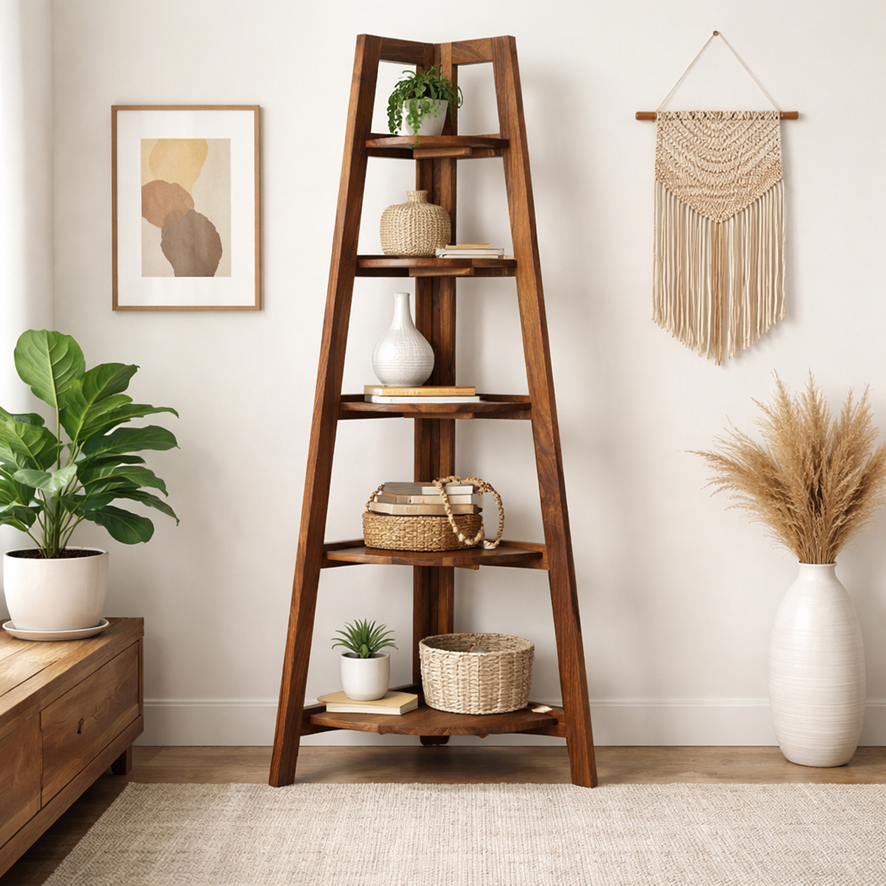 Himani Solid Wood  Bookshelf in Honey Oak Finish - Woodenmood