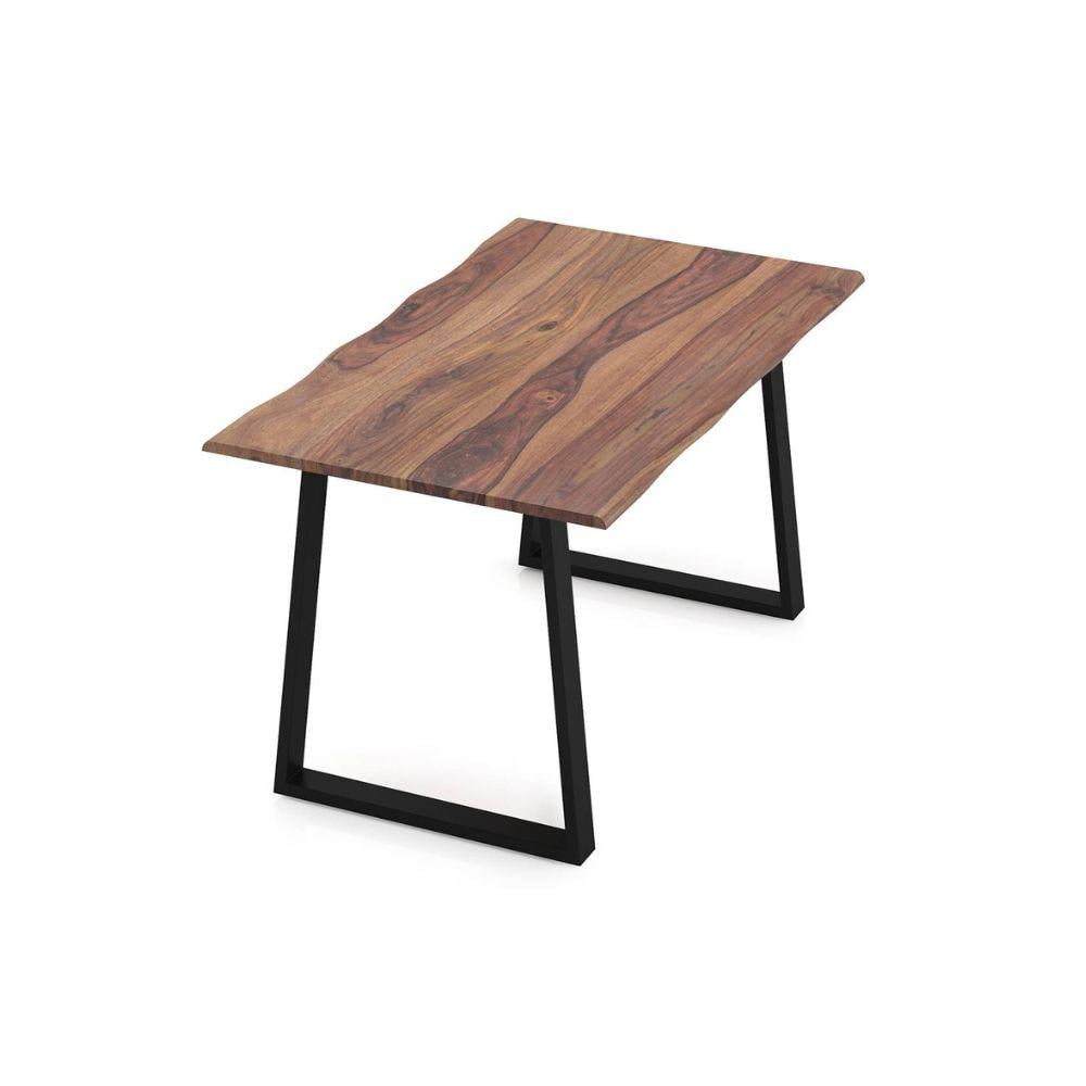 Aquila Live Edge Solid Wood 6 Seater Dining Table In Teak Finish