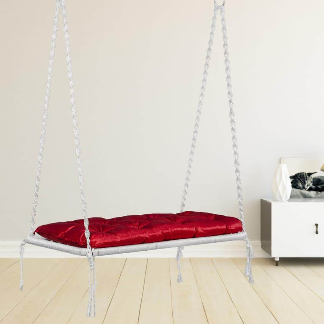 Swingzy Premium Large Pine Double Seater Swing Chair White