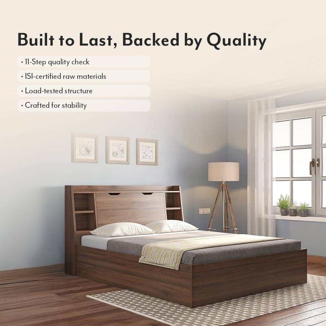 Scott King Size Box Storage Bed in Classic Walnut Finish