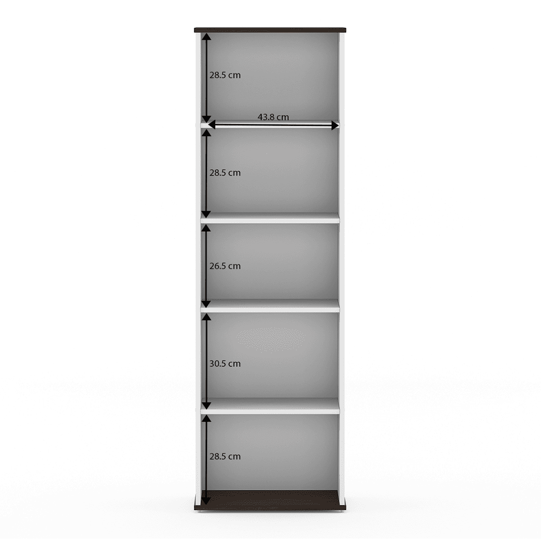 Riley Dual Tone Bookshelf in White Finish