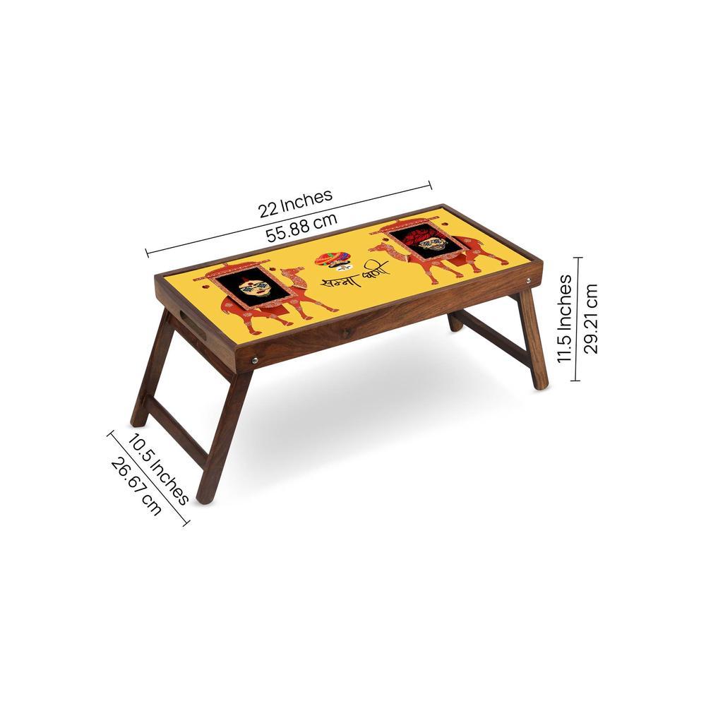 Khamma Ghanni Solid Wood Bookshelf and Serving Tray In Multicolour