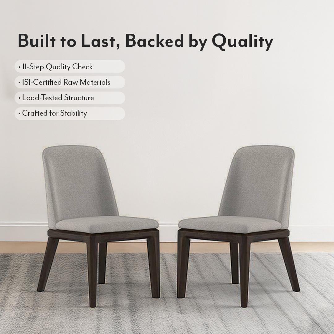 Taarkashi Solid Wood Dining Chair Set Of 2 In Ameican Walnut Finish With Gainsboro Grey Fabric Colour