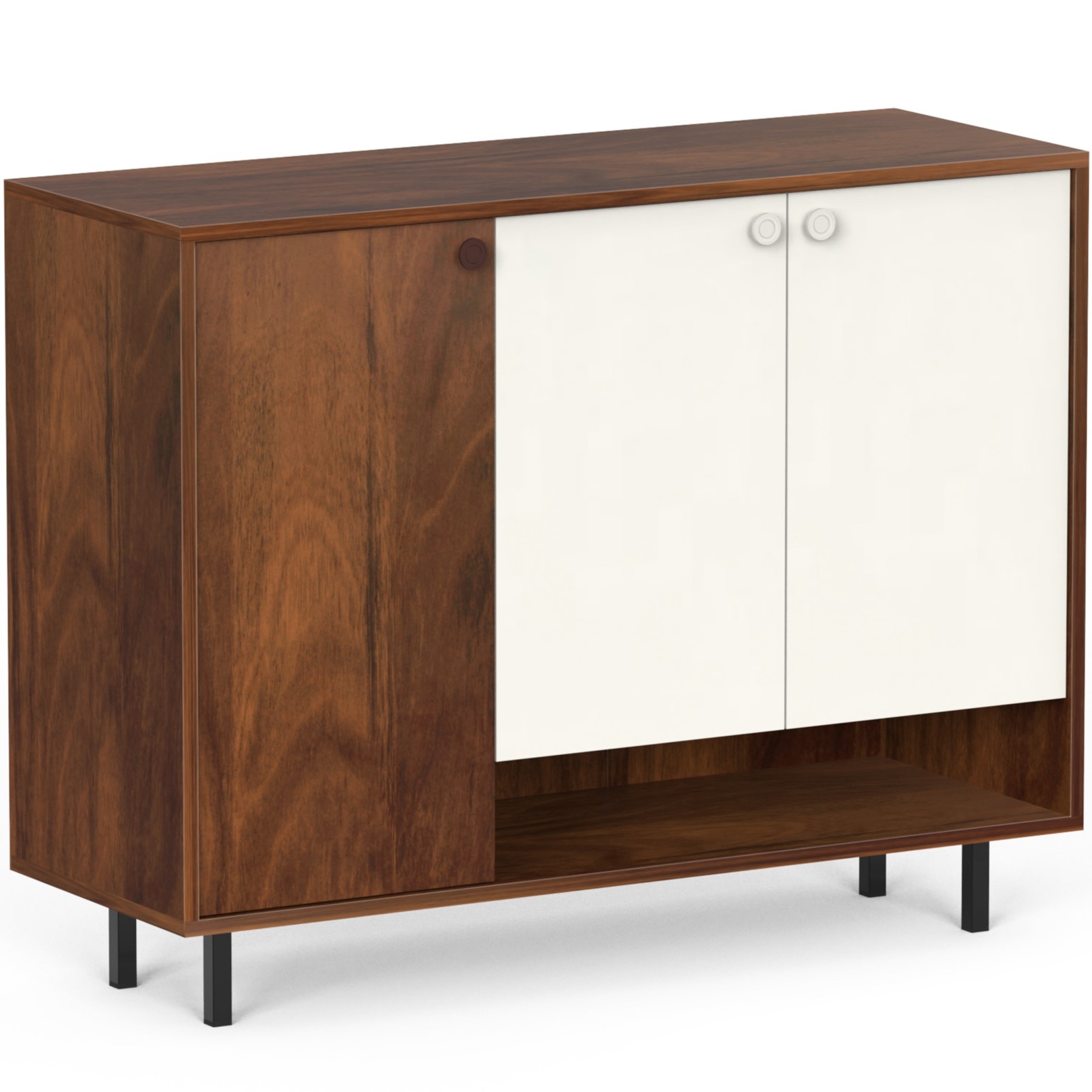 BLUEWUD Prorage Engineered Wood Dual Tone 3 Doors Shoe Rack Cabinet Slipper Footwear Stand Organizer with Additional Open Shelve, Up to 16 Pairs for Living Room Hallway Home (Brown Maple & White)