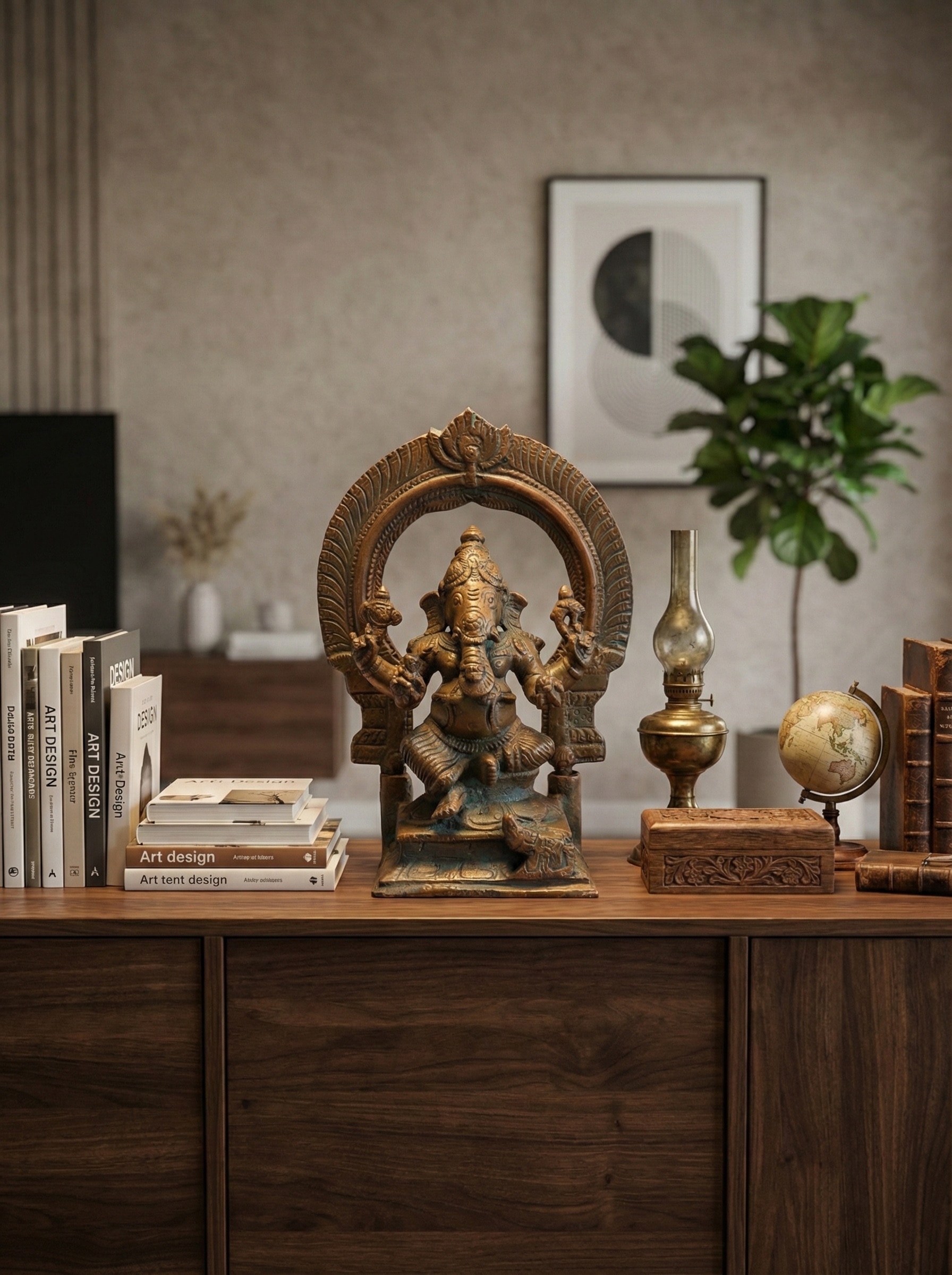 Supreme Bronze Casting Ganesha with Prabai Idol