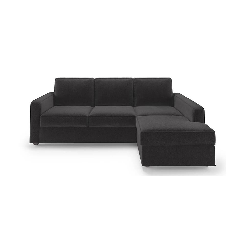 Apollo Sofa (Colour : Pebble Grey, Cushion : Soft, Back Type : Regular, Seating Capacity : Left Aligned 2 Seater + Left Aligned Chaise + Ottoman) - Urban Ladder