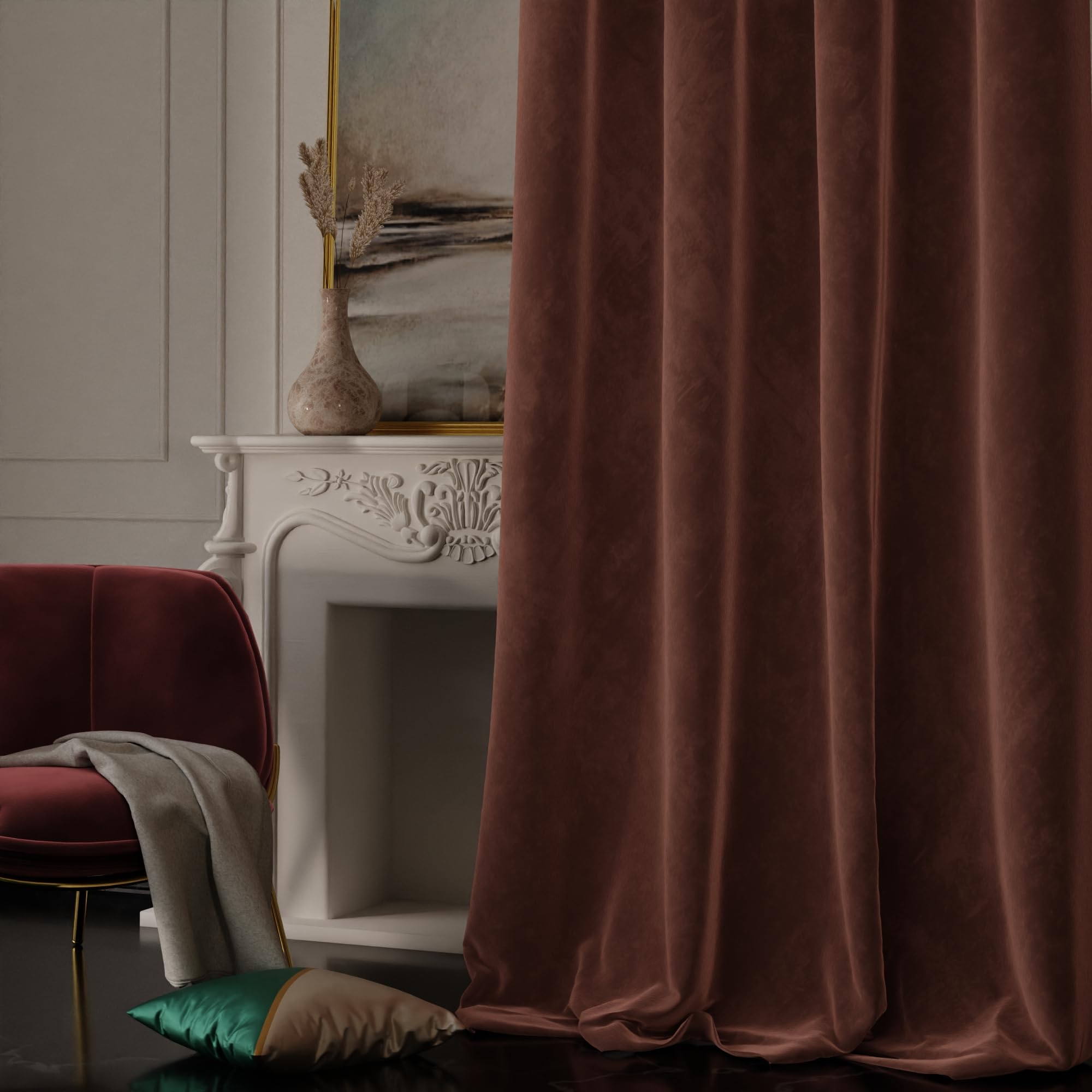 Stoa Paris Velvet Long Door Curtains, Premium Dim-Out Curtain for Pack of 1, Date Night - Caramel Caress - Stoa Paris