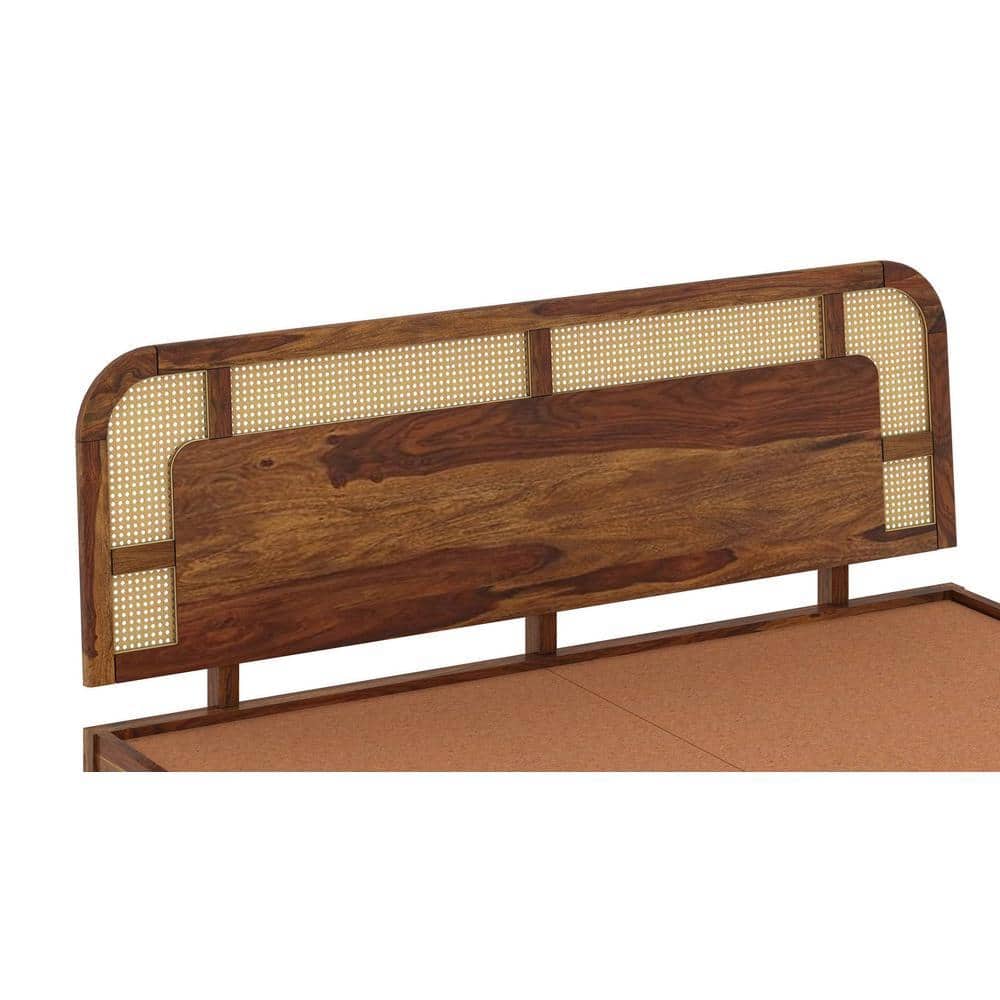 Sunburst Solid Wood King Size Non Storage Bed In Provincial Teak Finish