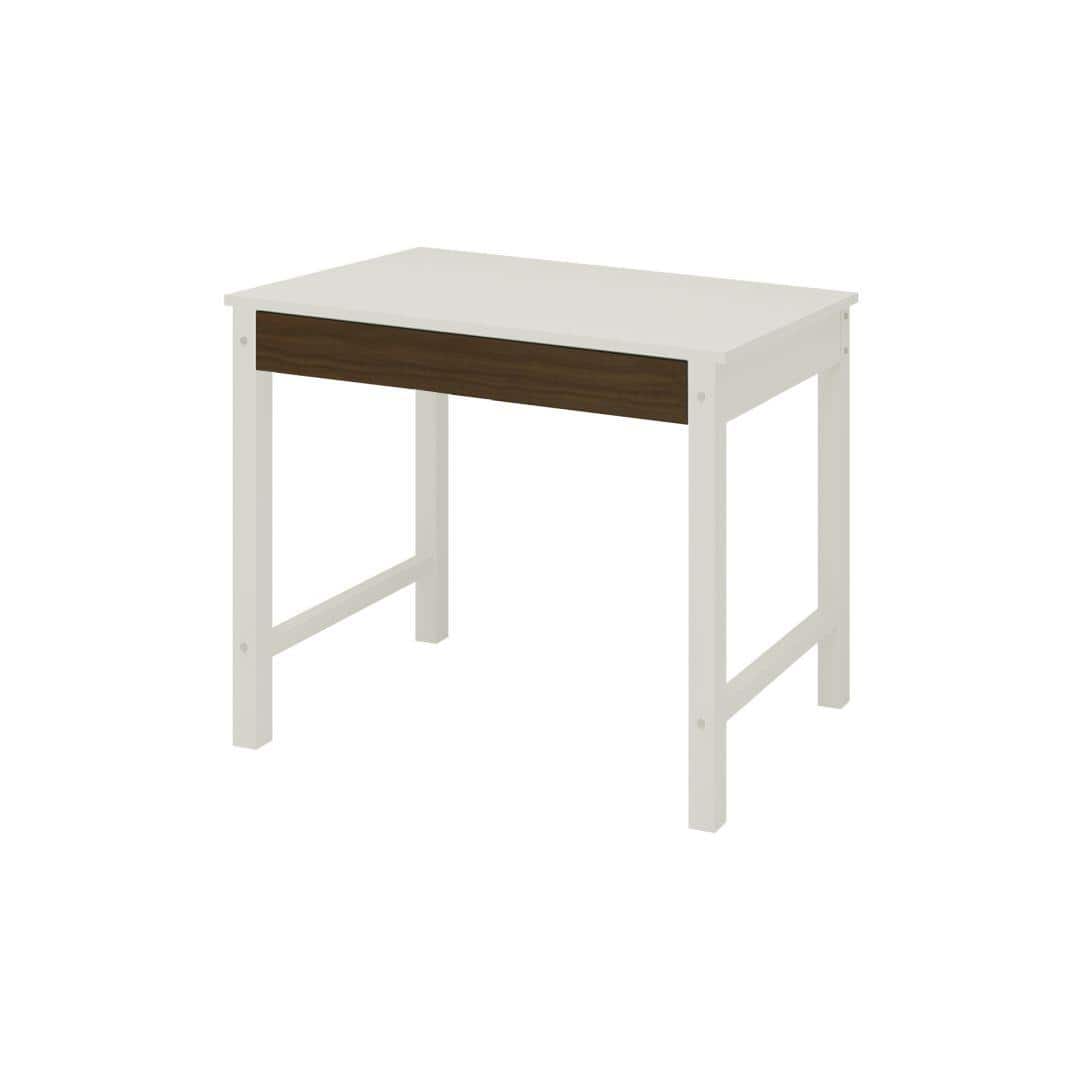 Mystica Solid Wood Study Desk with Drawer in Ivory Coffee Walnut Colour