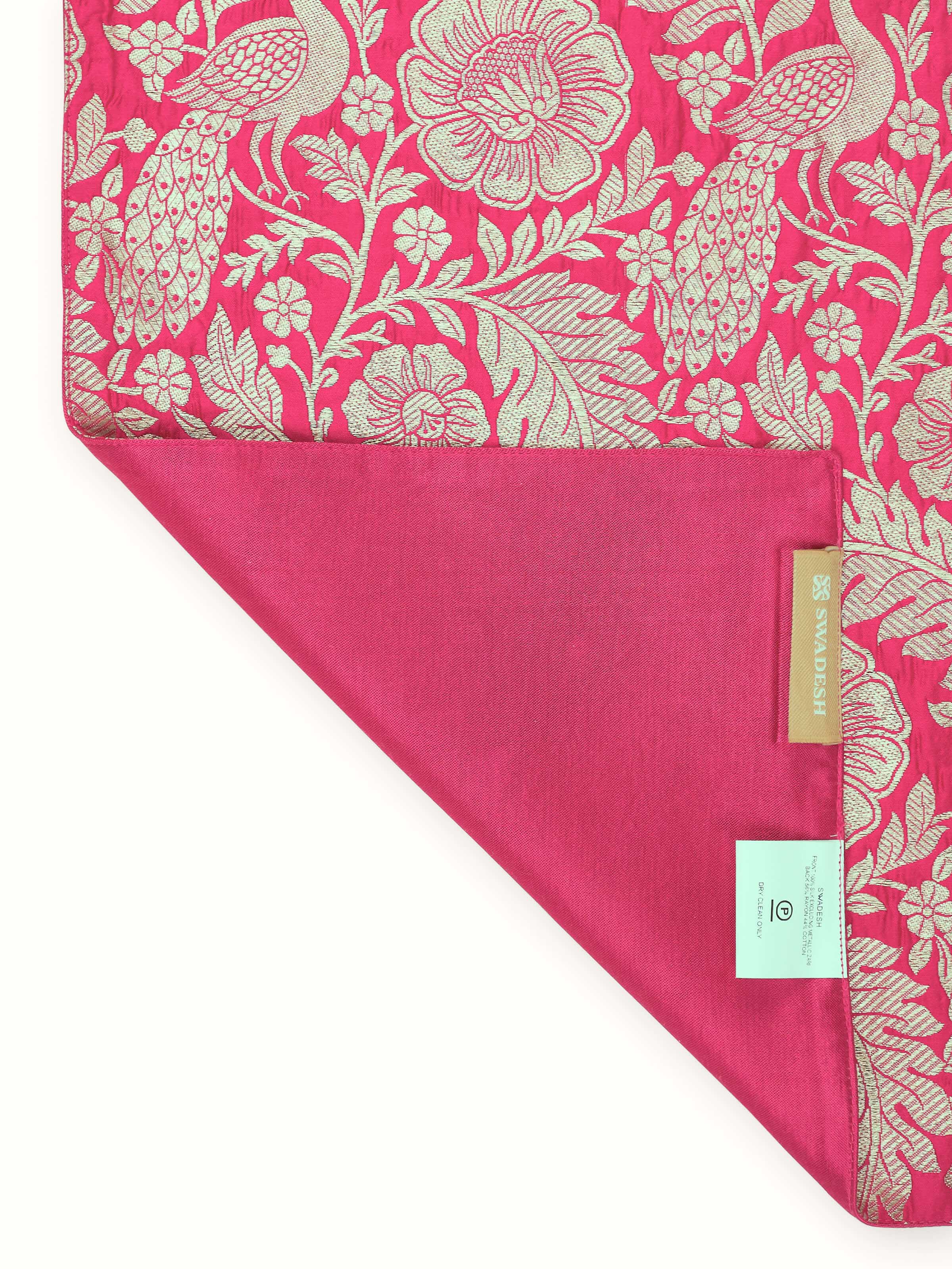 Avasa Rani Mor Jaal Silk Banarasi Brocade Handloom Table Runner