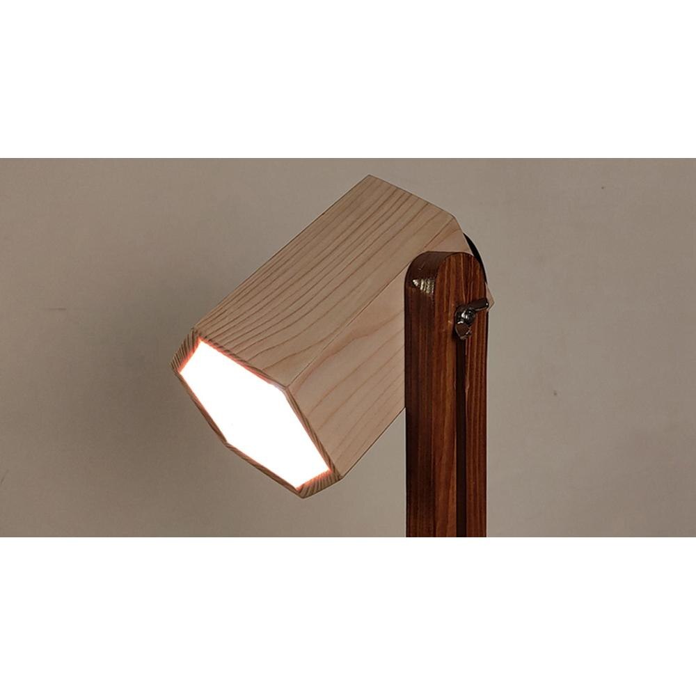 Hexspot Brown Wooden Table Lamp with Beige Wooden Lampshade