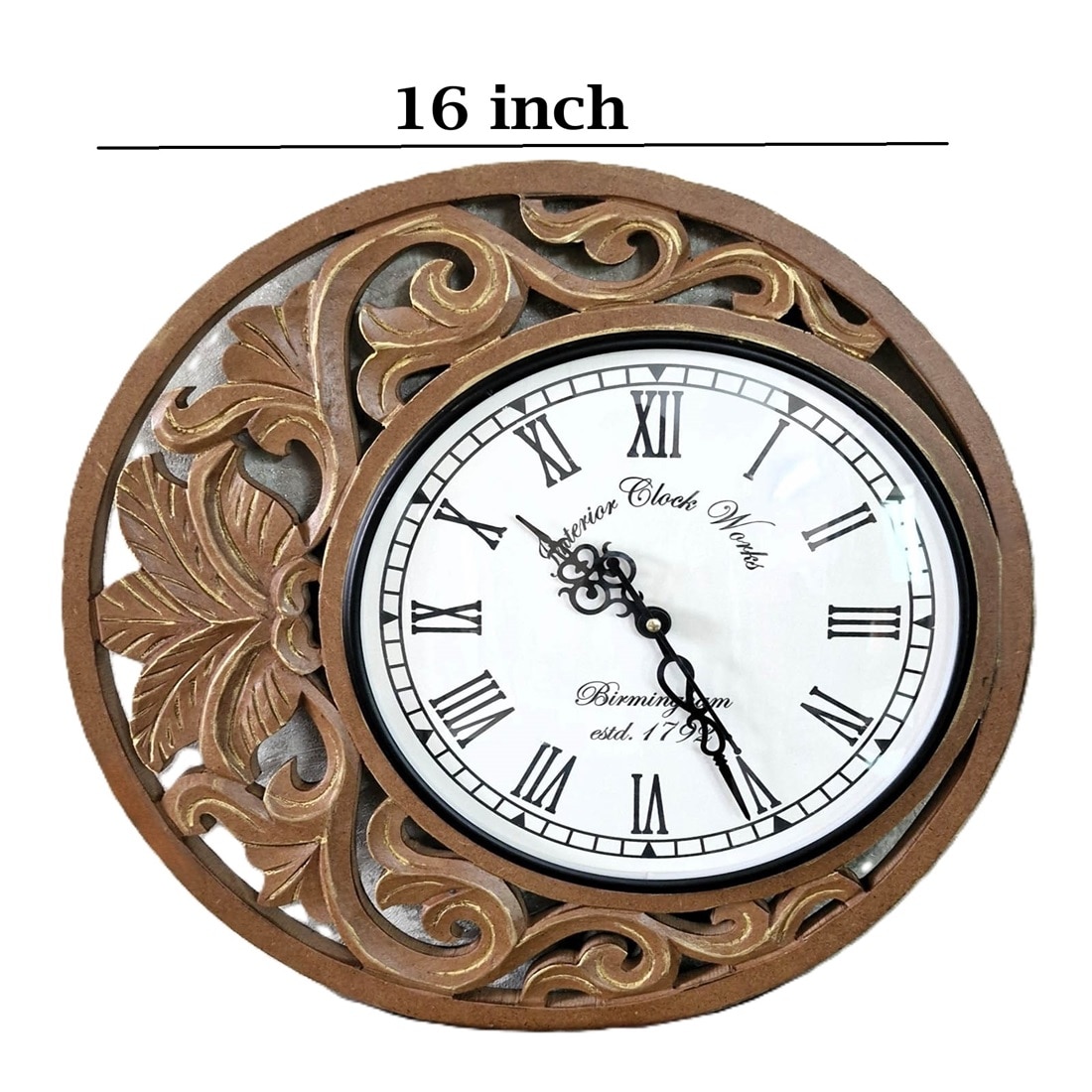 Side Engineered Wood Moon Clock in Brown Colour