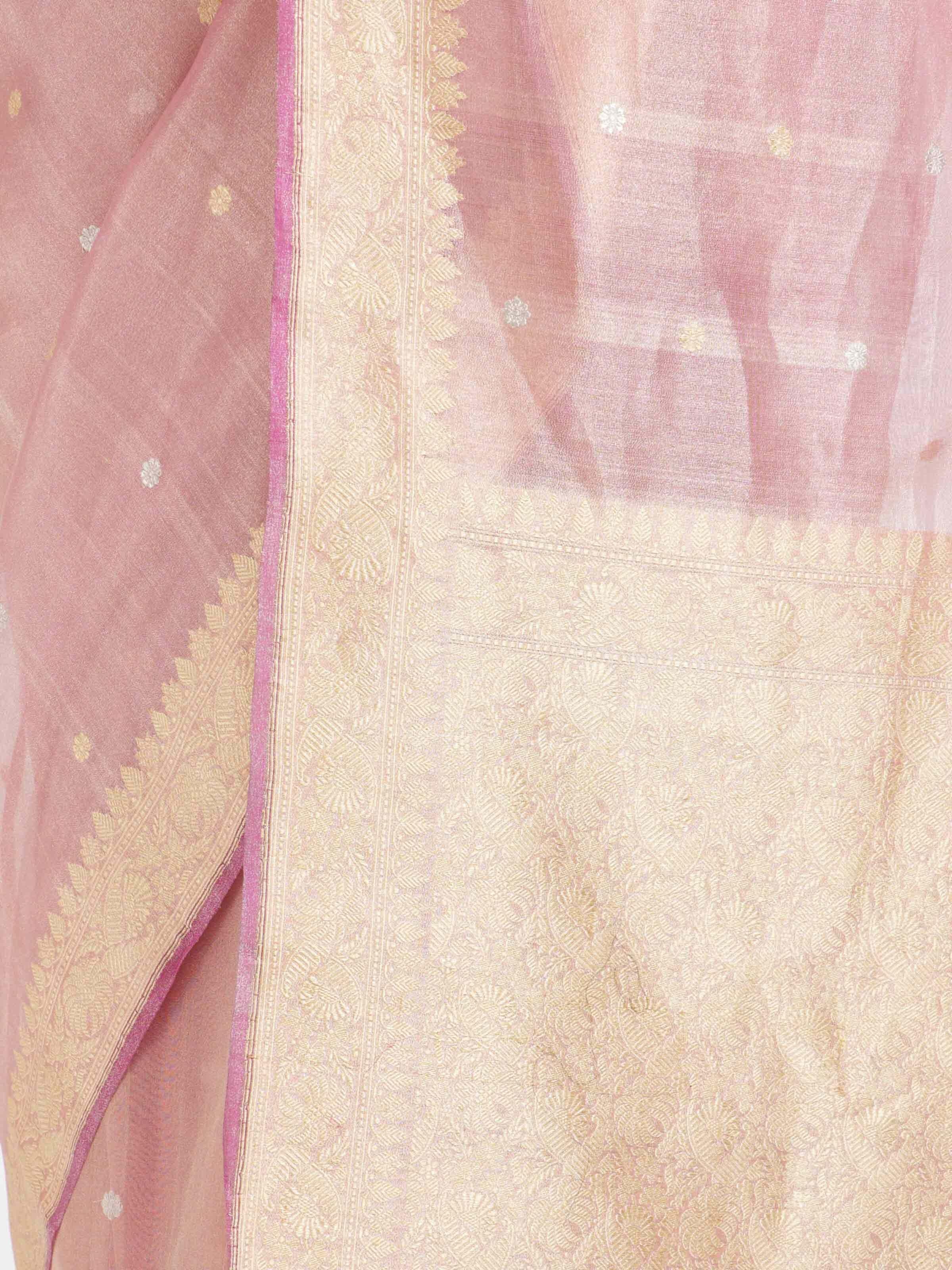 Pink Tissue Silk Banarasi Saree