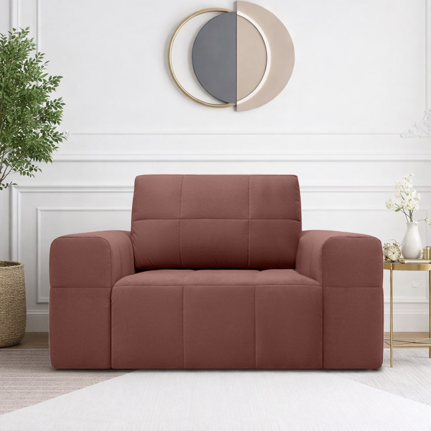 Riyab Pull Out Sofa cum Bed in Peach Colour