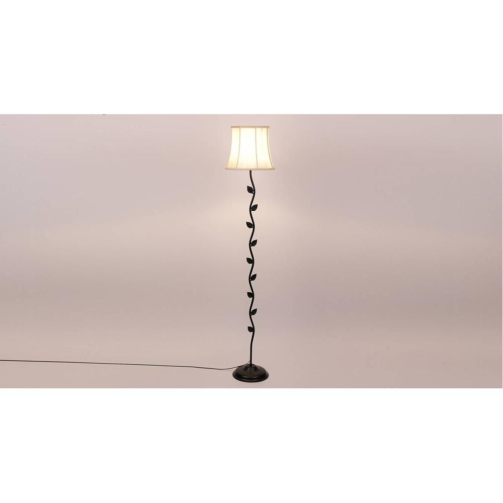 Ansley Black Cotton Shade Floor Lamp