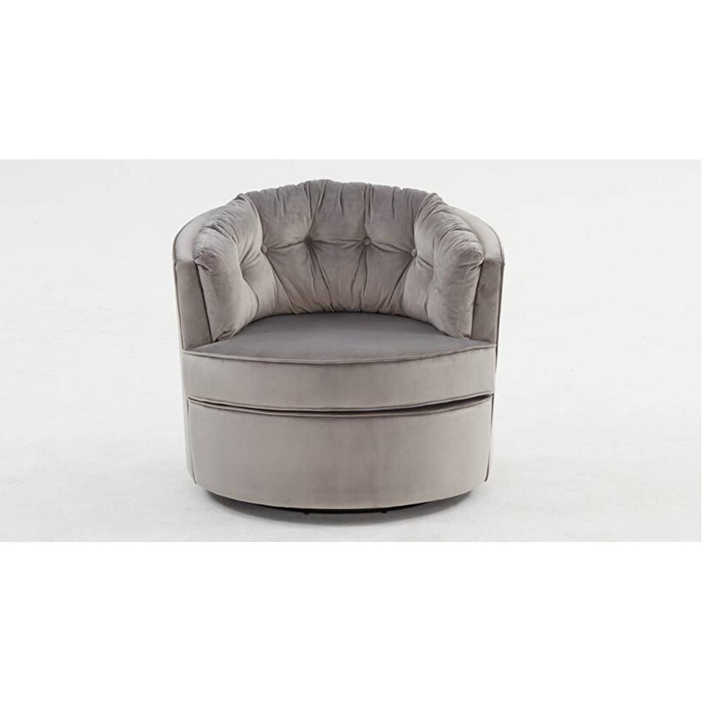 Marius Swivel Solid Wood Round Chair in Grey Colour