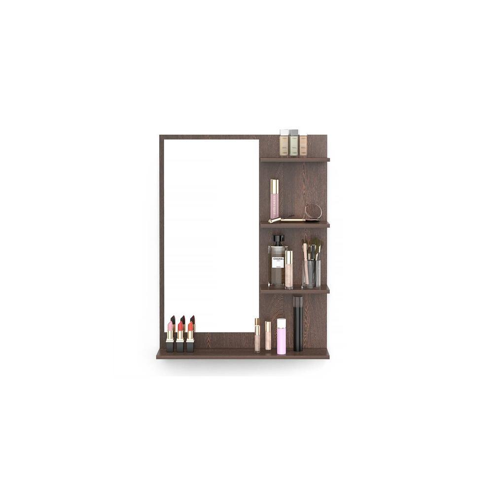 Rico Mini Engineered Wood Wall Mount Dressing Table Mirror with Shelves (Wenge)