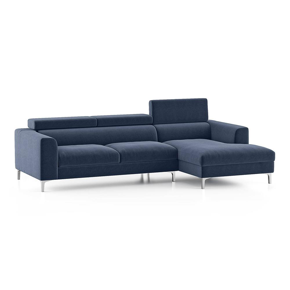 Chelsea Right Aligned 3 Seater Sectional Fabric Sofa (Lapis Blue)