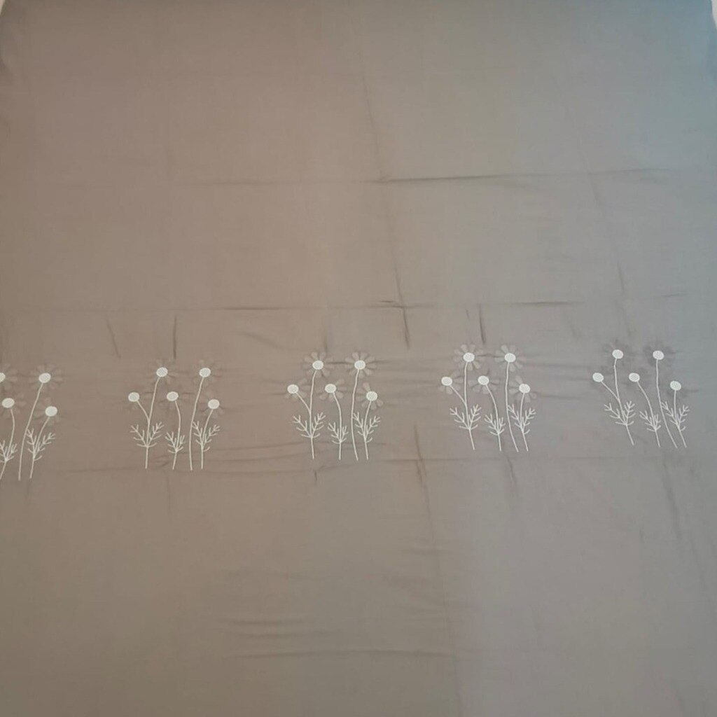 Plain Graphite Grey 350 TC Embroidery StiTChed Cotton Satin Flat Super King Bed Size Bedsheet With 2 Pilllow Covers  Threads