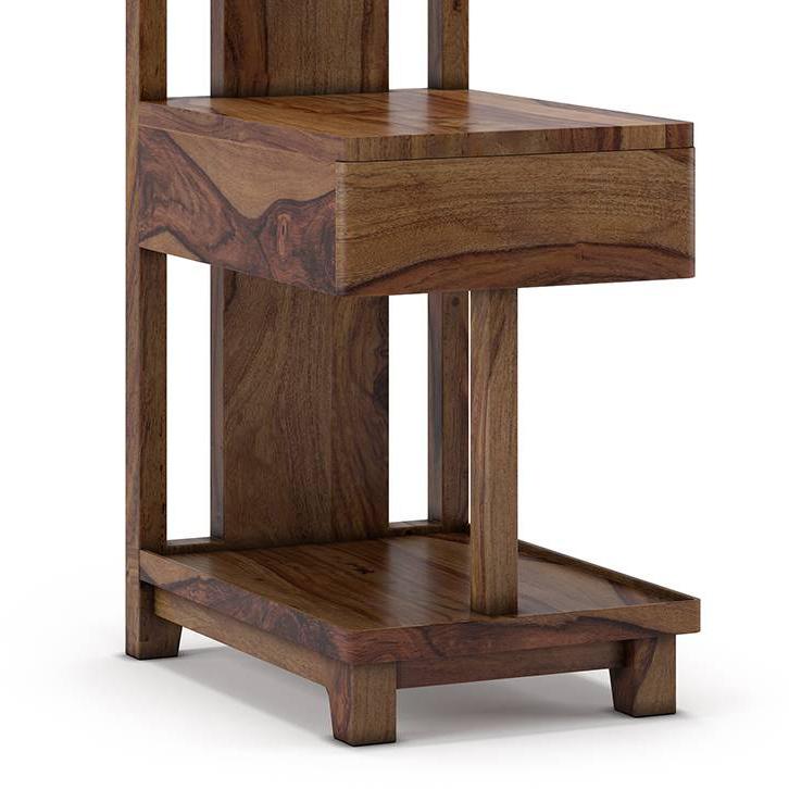 Barrow Solid Wood Bedside Table in Teak Finish